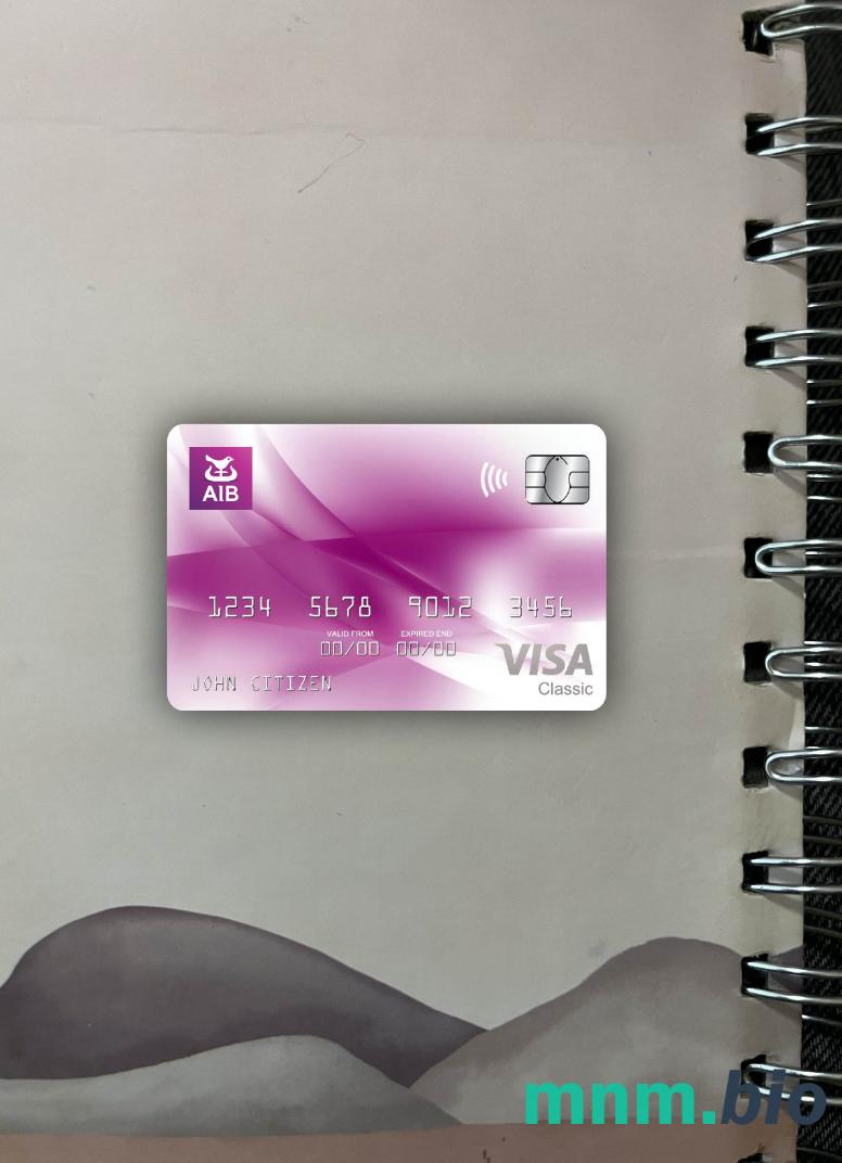 Ireland AIB bank visa classic card wygląd fotograficzny skan PSD + zdjęcie